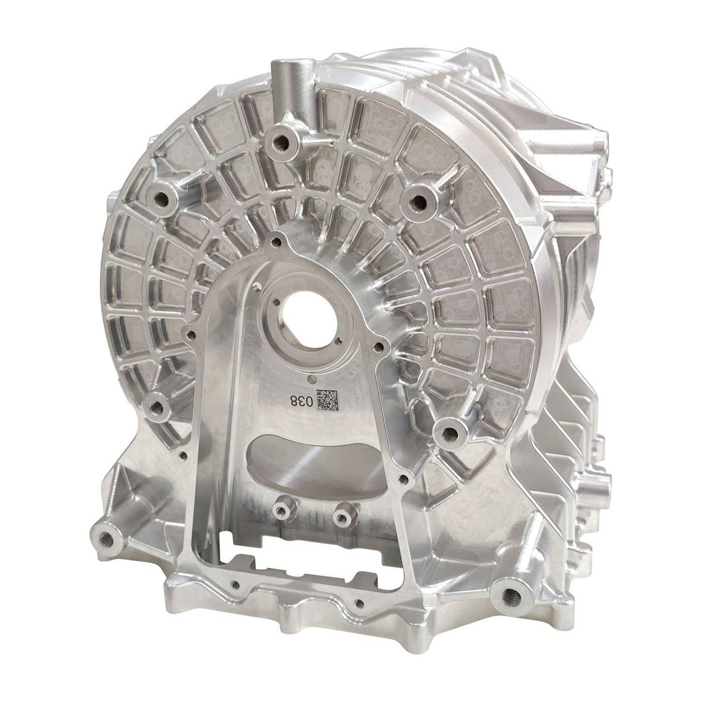 Machined aluminium housing held to 0.02 mm positional tolerance